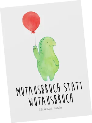 Produktbild von Mr. & Mrs. Panda Postkarte Schildkröte Luftballon - Weiß - Geschenk, Ballon, spruchkarte, Postkarten, Mut, Motivationsspruch, Ansichtskarte, Ansichtskarten, Grußkarte