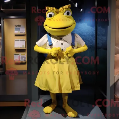 Obrázek produktu pro Postava REDBROKOLY maskota žluté žáby oblečená se sukní a páskem