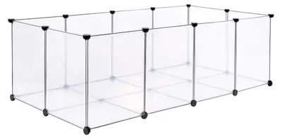 Productafbeelding van Loopren voor konijnen en kleine dieren - transparante kunststof vrijloopren - 145 x 74 x 47 cm
