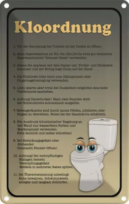 Produktbild von vianmo Blechschild 30x20 cm Kloordnung Toilette WC Regeln Warnschild Hinweisschild Sicherheit Vorsicht