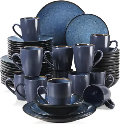 Produktbild von Bellagio Tafelservice – 48-teilig – 12 Personen – Essteller, tiefe Teller & Frühstücksteller – Blau – Keramik