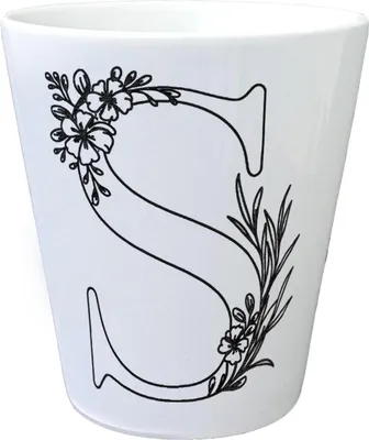 Produktbild von Floral Buchstabe S Blumentopf zum Ausmalen für Kunstliebhaber