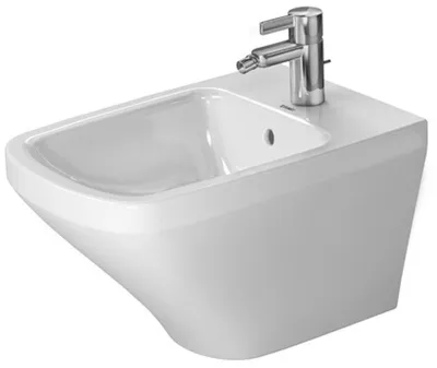 Obrázok produktu pre Duravit nástenný bidet DURASTYLE s prepadom, lavica s otvorom na batérie, 370 x 540 mm, 1 otvor na batérie biely