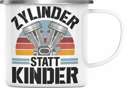 Produktbild von Trendation - Tuner Emaille Tasse Geschenke Autotuner Geschenkidee Autoliebhaber Emaille Tasse für Männer Autofan Emaille Emaille Tasse (Silber)