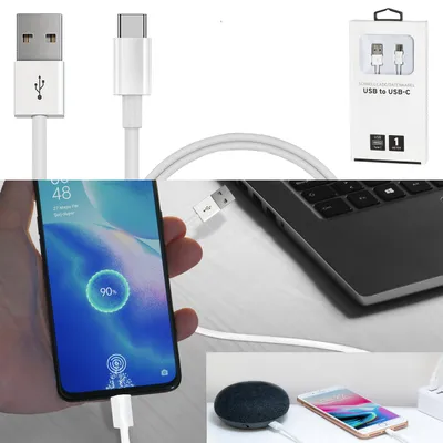 Produktbild von USB-C Schnellladekabel 1m 5V 2A 10Watt 100-200HZ Kunststoff weiß Datenkabel Ladekabel USB-Kabel