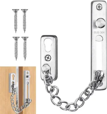 Produktbild von Famanu Sicherheits-Türkette Einbruchschutz - Türschloss und Riegel für Haustür - Edelstahl