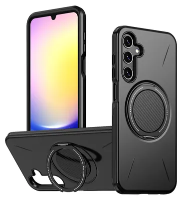 Produktbild von Magnetisch Hülle für Samsung Galaxy A15 5G/4G, Stoßfeste Weich TPU und Hard PC Schutzhülle mit Ringhalter Ständer Schwarz