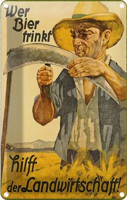 Produktbild von vianmo Blechschild 18x12 cm wer Bier trinkt Landwirtschaft Spruch Zitat