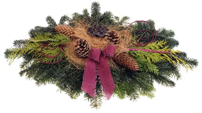Produktbild von Grabgesteck 70cm lang Nordmann Schleife brombeer CreaFlor Home