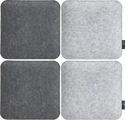 Produktbild von Dunedesign Polyester-Filz-Sitzkissen, Grau, 35x35x3cm, wendbar, weich, eckig, pflegeleicht, 4er Set