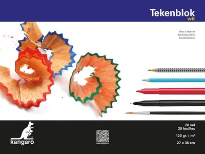 Productafbeelding van Kangaro K-5555 tekenblok, 270 x 360 mm, 120 g, 20 vellen, wit