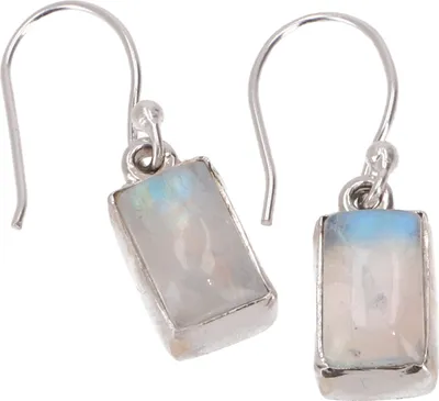 Produktbild von Boho Silberohrringe, Leuchtende, Rechteckige Ohrringe, Mondsteinohrringe, Weiß, SterlingSilber, 1,5*0,6*0,5 cm, Silberohrringe