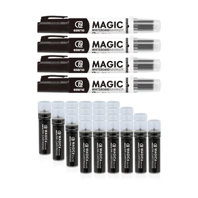 Produktbild von ESENG® Whiteboard Marker MAGIC WM-218, 4x Marker + 24x Patronen (schwarz)