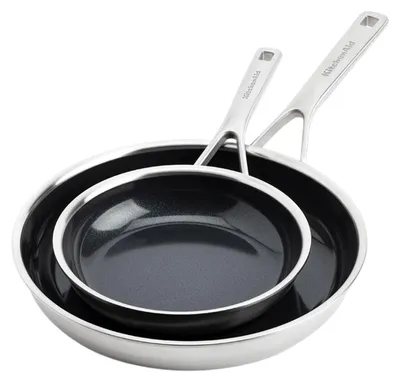 Immagine prodotto di KitchenAid - Set di padelle in acciaio inox multistrato 20 cm + 28 cm