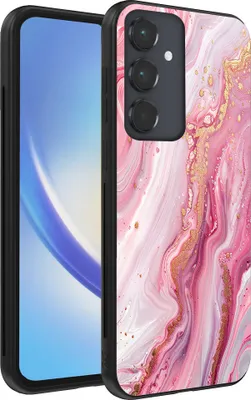 Produktbild von Smartphonica Handytasche passend für Samsung Galaxy A34 5G mit Marmordruck - TPU Rückseitenschutzhülle Marmordesign - Pink