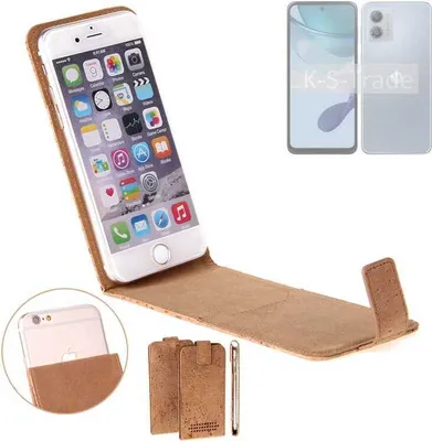 Produktbild von K-S-Trade Handyhülle kompatibel mit Motorola Moto G53y 5G Kork Hülle Flipstyle Case Schutzhülle Kork Case Hülle Flip cover Klapphülle Klapp,