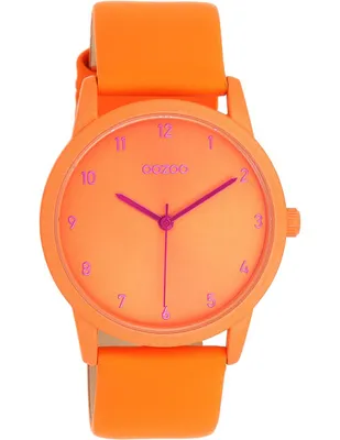 Produktbild von Oozoo Damen Lederarmband Uhr Timepieces orange Analog Quarzuhr UOC11171