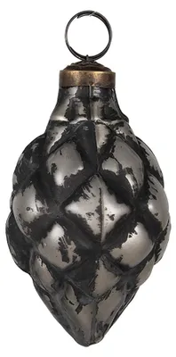 Zdjęcie produktu dla Clayre & Eef bombka świąteczna Ø 6x11 cm czarne szare szkło