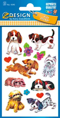 Image de Avery Zweckform® 4340 Z-Design 4340, Autocollants décoratifs, Chiens, 3 feuilles/26 autocollants