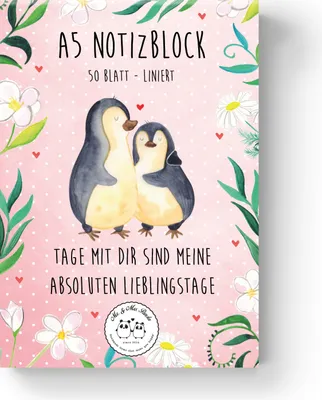 Produktbild von Mr. & Mrs. Panda A5 Notizblock Pinguin Liebe - Weiß - Geschenk, Love, Hochzeitstag, Notizbuch, Kalenderbuch, Organizer, Briefblock, Collegeblock, Freundin, Vertraut