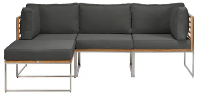 Produktbild von home24 Loungeset - 4-teilig - Webstoff / Teak Massiv