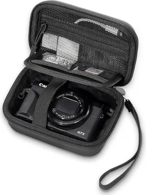 Produktbild von Kompakte Kameratasche, kompatibel mit Canon, Sony, Kodak, Panasonic, schwarz, verstärkter Schutz.