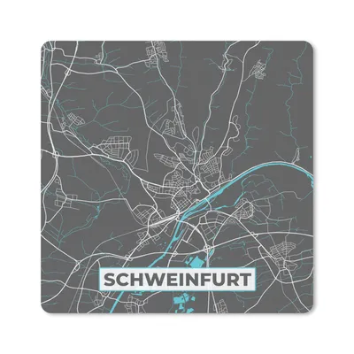 Obrázok produktu pre Podložka pod myš - Nemecko - Modrá - Schweinfurt - Mapa mesta - Mapa - Plán mapy - 20x20cm - Rohožka pod myš