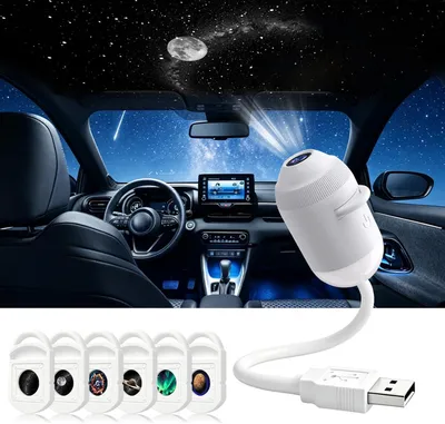 Obrázok produktu pre Projektor galaxie, nočná lampa (s 6 fóliami). Projektor nočného oblohy, vhodný do auta alebo do detskej izby, darček pre deti aj dospelých