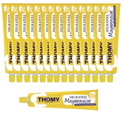 Immagine prodotto di Maionese Thomy dal sapore cremoso e piccante 100ml confezione da 15 pezzi