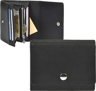 Produktbild von Sonnenleder Geldbörse Leder schwarz Portemonnaie Geldbeutel SEEVE Damen Herren 11,5 x 9,5 cm 822-360-02