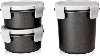 Immagine prodotto di Contenitore per il pranzo nero, set da 3 pezzi, 0,55 l e 0,25 l, lavabile in lavastoviglie