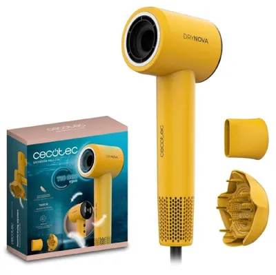Produktbild von Cecotec Kompakter und Leichter Haartrockner DryNova Yellow Sun. 1600W, 110000RPM, Brushless-Motor, Diffusor und Konzentrator, Ionen-Generator, Leise und Langlebig, 4 Temperatureinstellungen