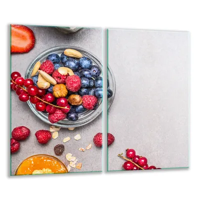 Produktbild von Herdabdeckplatten 2 teilig 30x52 Glaskeramikfeld Abdeckung Glas Obst