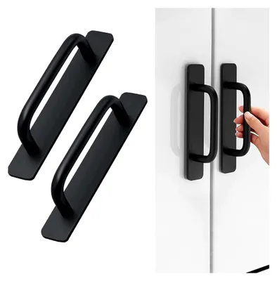 Produktbild von Selbstklebende Möbelgriffe aus Aluminium, 2 Stück, Schwarz, 148 mm, ohne Bohren