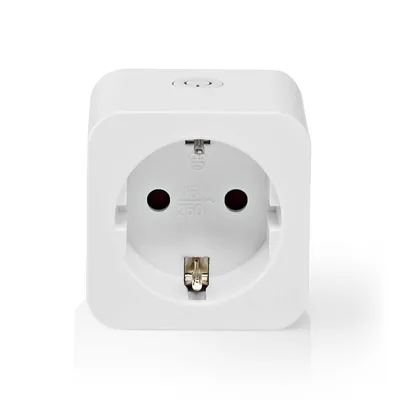 A white electrical outlet adapter is shown against a white background.