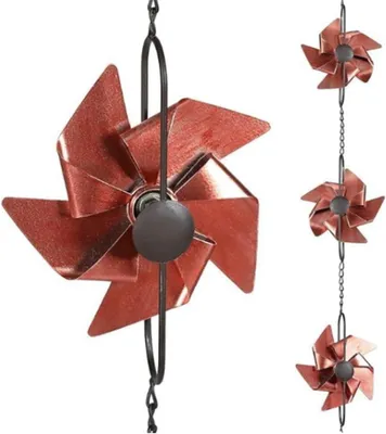 Produktbild von Dekorative Regenkette (2,6 m) für Dachrinnen, Metalldachrinne, drehbares Design, Entwässerungssystem für Haus, Garten, Dachrinne, Springbrunnen, Inneneinrichtung