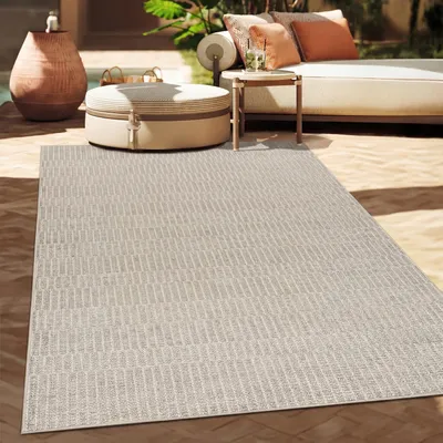 Produktbild von Outdoor Teppich Flachgewebe modern Boho Ethno wetterfest Außenbereich Grösse 133x190 cm
