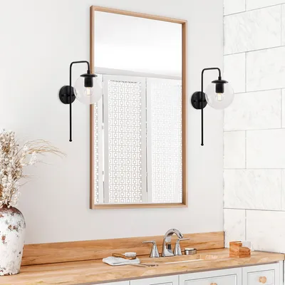 Produktbild von Opviq, Wandlampe aus Metall, Schwarz, 15 x 28 x 43 cm | Glasabdeckung, E14 Fassung, max. 40 W | IP20, ideal für modernes, industrielles Design in Wohnräumen.