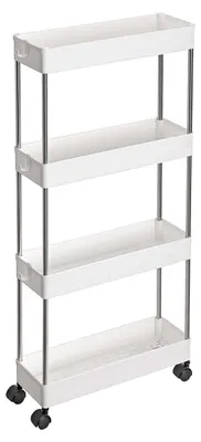 Produktbild von 4-stöckiger Servierwagen – Aufbewahrungswagen – Organisationsregal – weiß – 40 x 13,5 x 86 cm