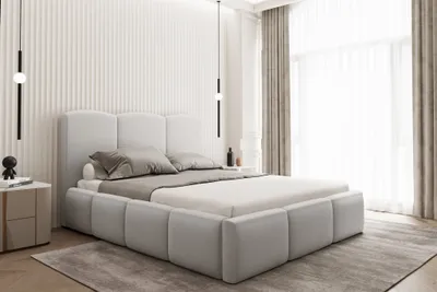 Produktbild von Polsterbett Doppelbett DUNIA Komplettset in Stoff Opera Velvet Pearl 180x200cm
