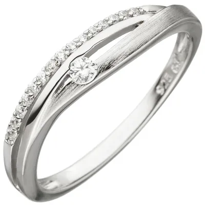 Image de Bague en argent 925 rhodié, avec zircone blanche. Bague en argent pour femme, bijou pour les doigts, tour de manchette intérieur : 60 mm, diamètre : environ 19,1 mm