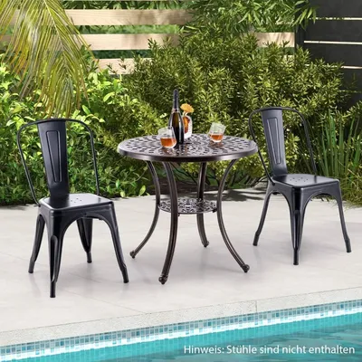 Produktbild von Terrassentisch aus Aluminium mit Schirmloch und Ablage