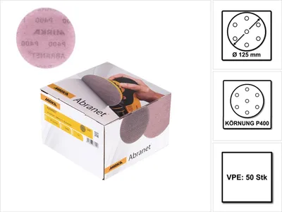 Produktbild von MIRKA Klett-Schleifscheibe ABRANET,Ø 125 mm, Körnung: 400