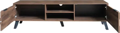 Produktbild von Merax TV-Schrank mit 2 Türen und 2 offenen Fächern, TV Lowboard mit Dämpfungsscharnieren und saugroboterfreundlich, modernes TV-Ständer, Braun