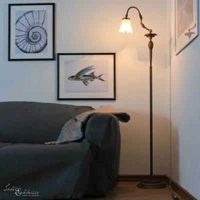 Produktbild von Stehlampe Weiß Bronze E14 142 cm Messing Floral Standleuchte