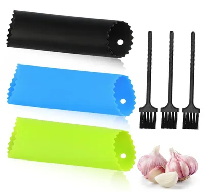 3er-Set Silikon-Knoblauchschäler, BPA-frei, spülmaschinengeeignet