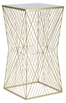Immagine prodotto di Tavolo Portatelefono Lines 4 Glam in Metallo Dorato con Piano in Vetro a Specchio - Design Geometrico - Glam Style 1427780000
