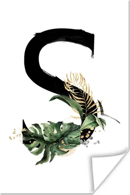 Produktbild von MuchoWow® Poster Weiß - Schwarz - Buchstabe S 40x60 cm - Plakate für die Wand - Poster Babyzimmer