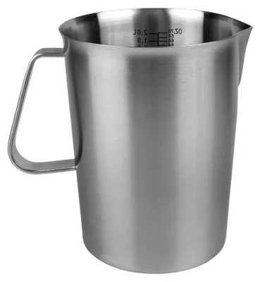Produktbild von Messbecher mit Ausgießer - Messbecher für Kochen und Backen - Kochgeschirr - Rührbecher - Mixbecher - Edelstahl - 2 Liter - 14,5 x 17 x 14,5 cm (LxBxH) - Silber