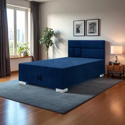 Produktbild von Pilloline Boxspringbett ASTRID 120x195 Komplett-Set mit Bonell Matratze, Polsterbett mit Bettkästen - Dunkelblau, ITAKA 11
